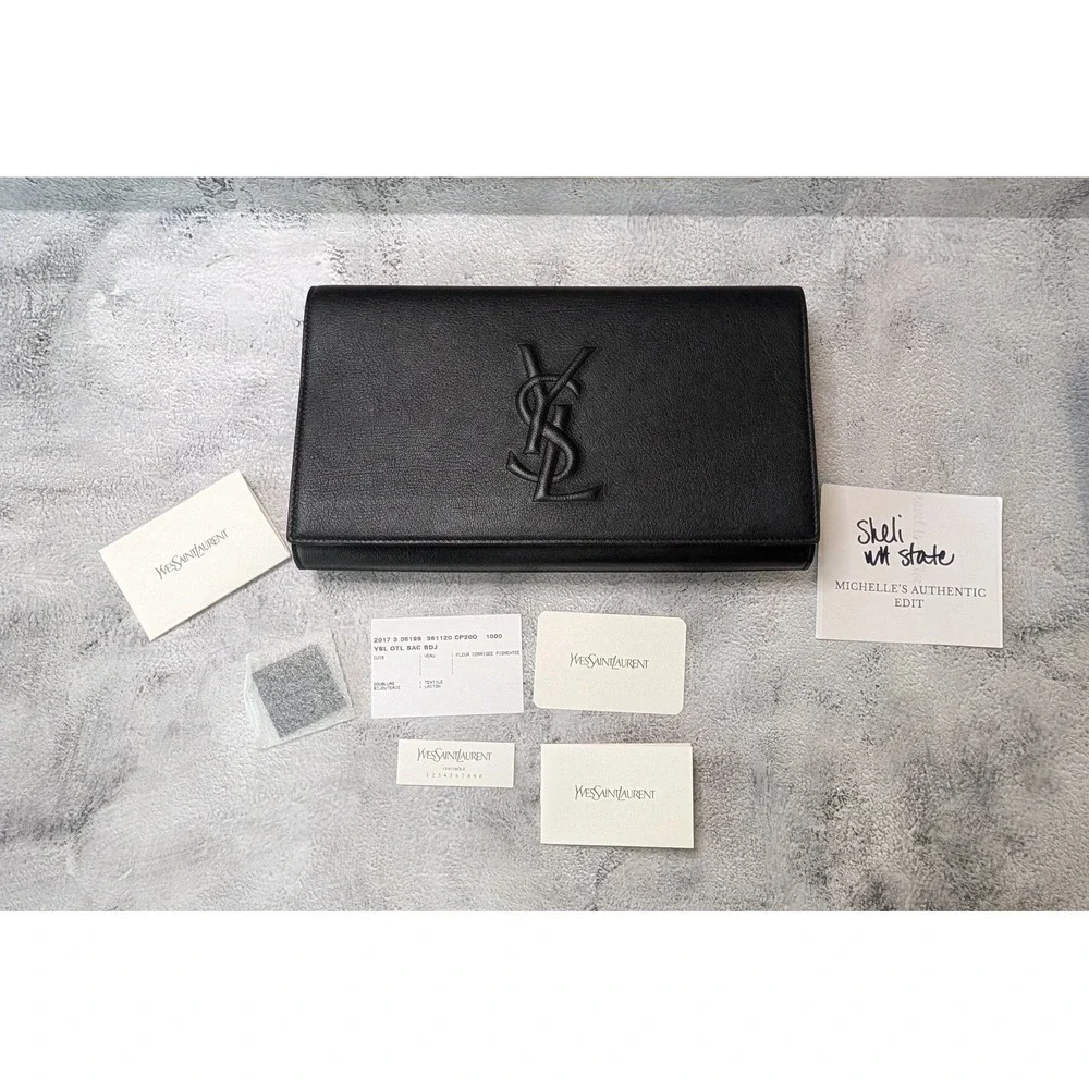 YSL Yves Saint Laurent Belle De Jour Large Clutch. Authenticated! Comes with COA